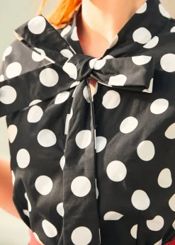 A Cult Classic Cap Sleeve Belted Dress Doting on Dots Discount