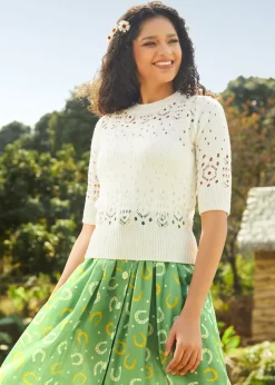 A Dash of Darling Short Sleeve Pullover Sweater Snow White New