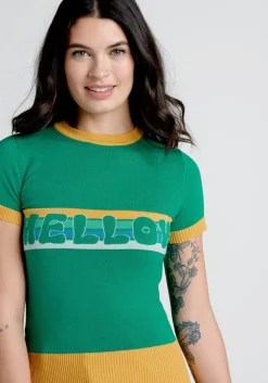Bright & Beautiful A Mellow Hello Knit Top Green Hot