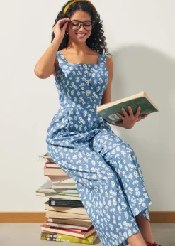 A Playful Bouquet Button-Front Jumpsuit Daisy Denim Sale