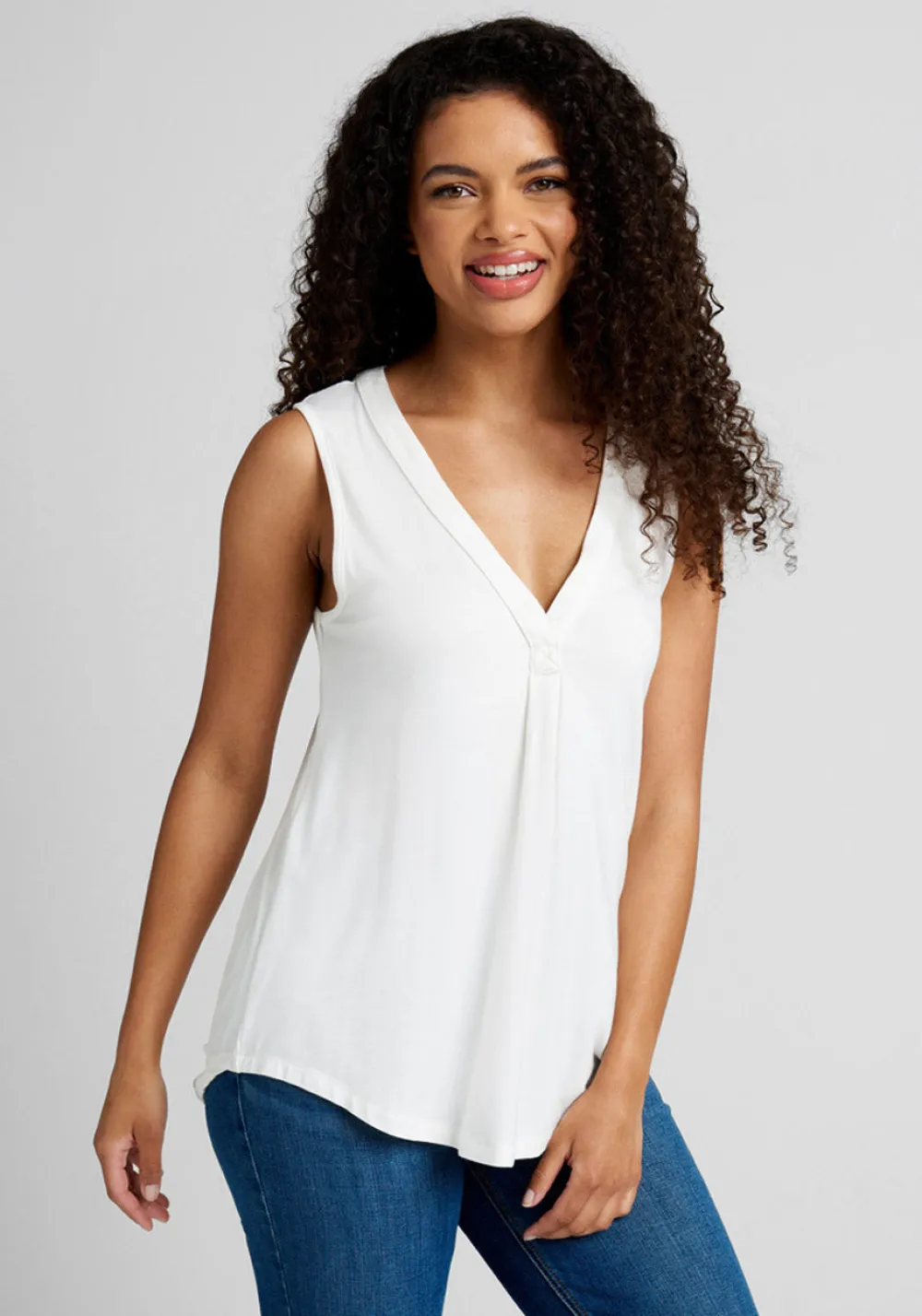 ModCloth A Welcome Change Sleeveless Top White Discount