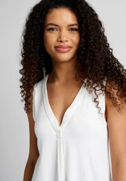 ModCloth A Welcome Change Sleeveless Top White Discount