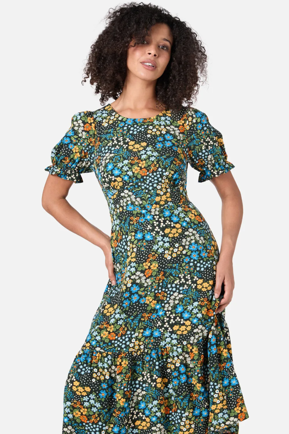 Ada 90's Floral Midi Dress Online