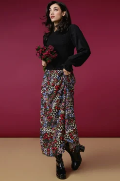 Ada 90's Floral Midi Skirt Hot