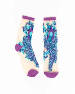 Aquamarine Peacock Sheer Crew Sock Best