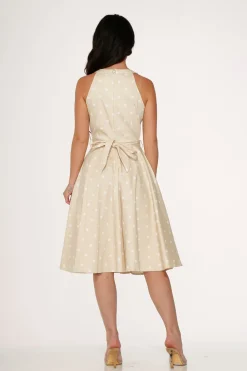 & White Polka Dot Swing Dress Beige Best