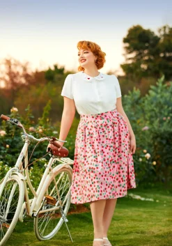 ModCloth Berries & Blossoms A-Line Skirt Pink Berries Hot