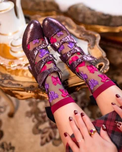 Big Bow Energy Black Sheer Crew Sock Clearance