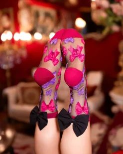 Big Bow Energy Black Sheer Crew Sock Clearance