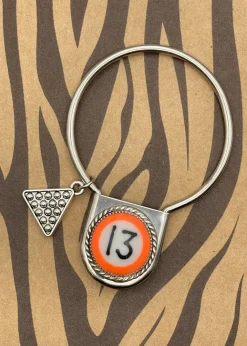 Billiard Ball #13 Round Jumbo Pin Keychain Orange
