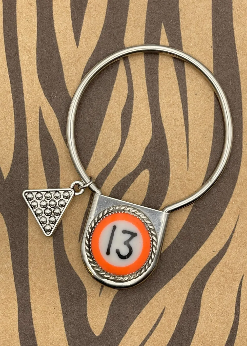 Billiard Ball #13 Round Jumbo Pin Keychain Orange