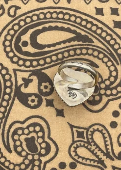 Billiard Ball #7 Sterling Silver Heart Ring Maroon