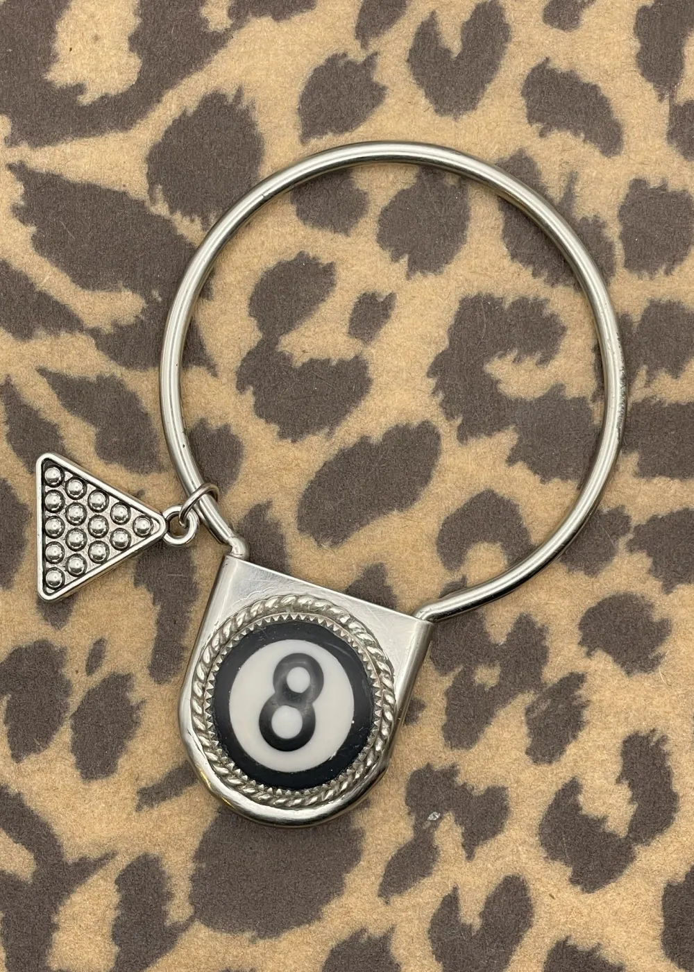 Billiard 8-Ball Round Jumbo Pin Keychain Black