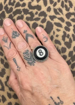 Billiard 8-Ball Sterling Silver Ring Black Online