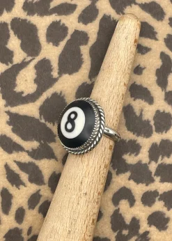 Billiard 8-Ball Sterling Silver Ring Black Online