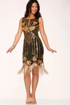 Black & Gold Flapper Dress Sale