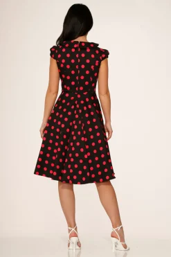 Black & Pink Polka Dot Swing Dress