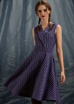 Black & Purple Stripe Swing Dress New