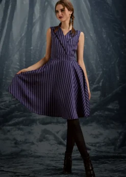 Black & Purple Stripe Swing Dress New