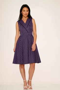Black & Purple Stripe Swing Dress New