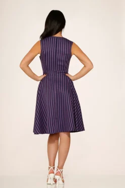Black & Purple Stripe Swing Dress New