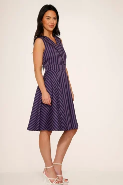Black & Purple Stripe Swing Dress New