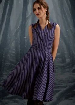 Black & Purple Stripe Swing Dress New