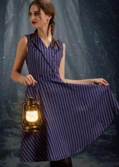 Black & Purple Stripe Swing Dress New