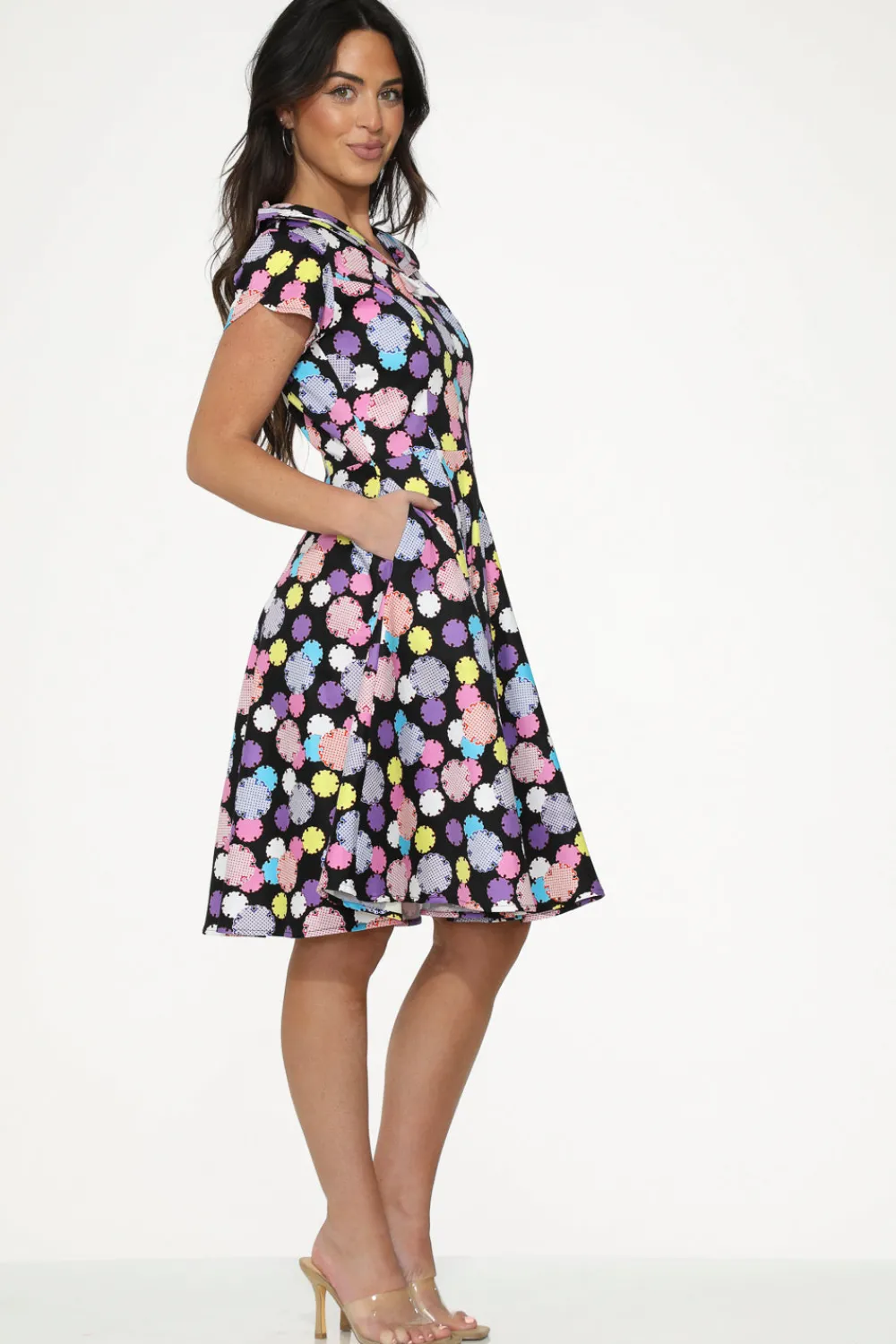 Black & Purple Swing Dress Sale