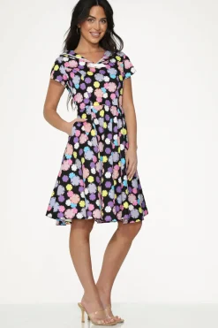 Black & Purple Swing Dress Sale