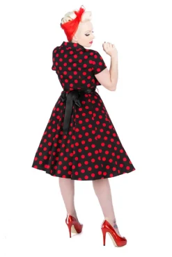 Black & Red Polka Dot Swing Dress Outlet