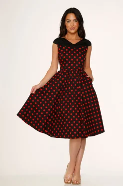 Orchid Bloom Clothing Black & Red Polka Dot Swing Dress Best
