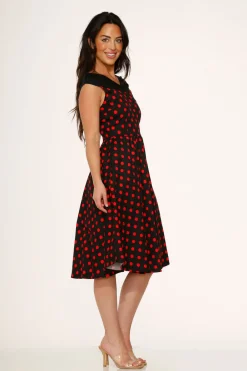 Orchid Bloom Clothing Black & Red Polka Dot Swing Dress Best