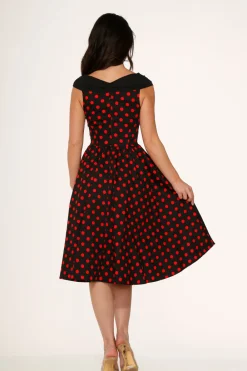 Orchid Bloom Clothing Black & Red Polka Dot Swing Dress Best