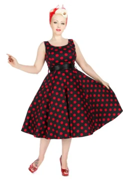 Black & Red Polka Dot Swing Dress Clearance