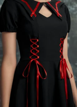 Black & Red Trim Gothic Swing Dress Online