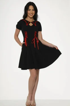 Black & Red Trim Gothic Swing Dress Online