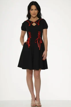 Black & Red Trim Gothic Swing Dress Online
