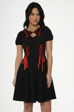 Black & Red Trim Gothic Swing Dress Online