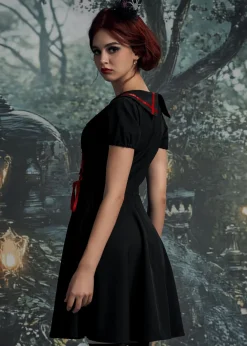 Black & Red Trim Gothic Swing Dress Online