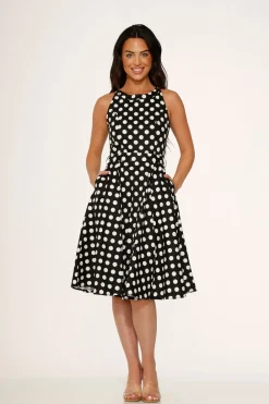 Black & White Polka Dot Swing Dress Discount
