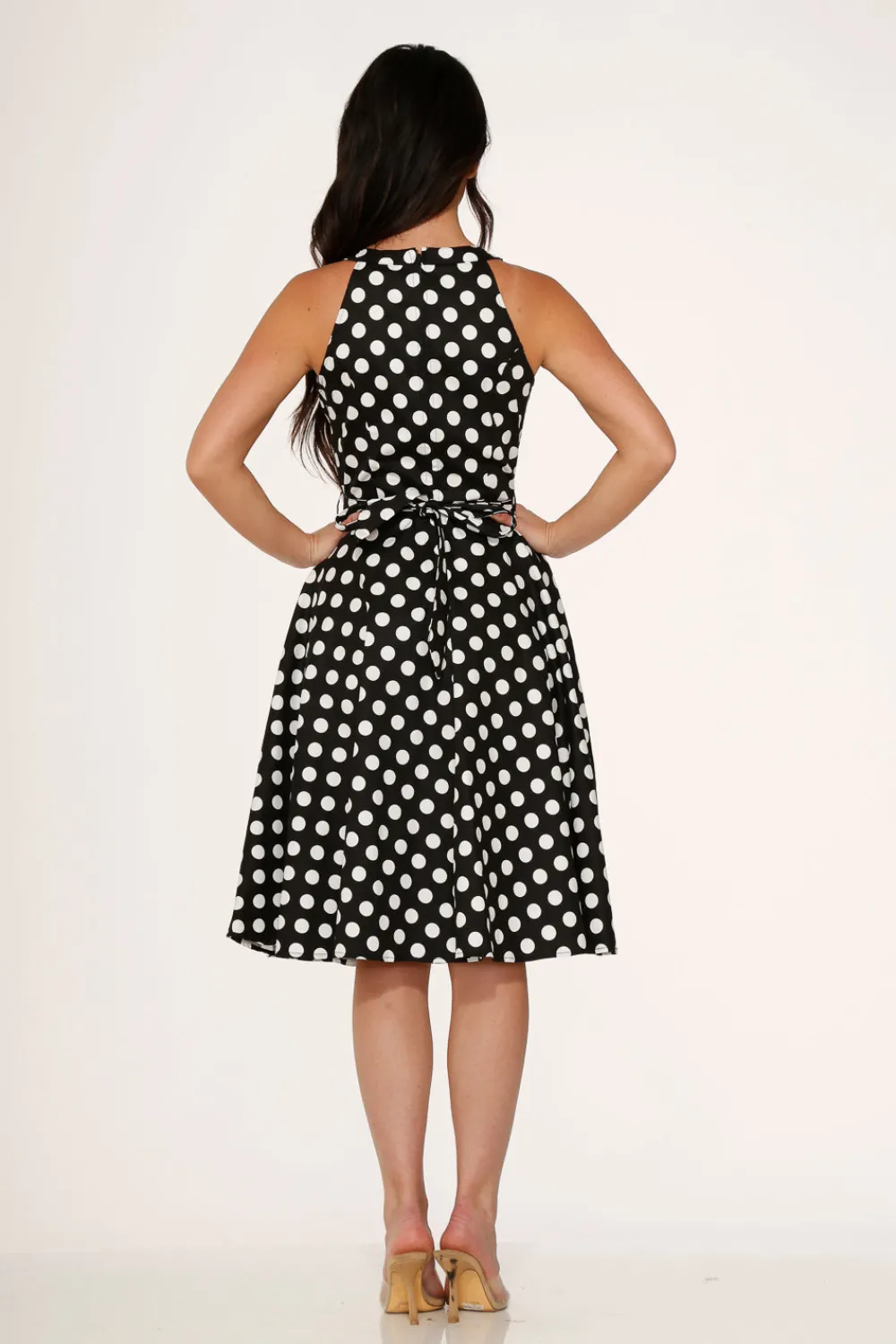Black & White Polka Dot Swing Dress Discount