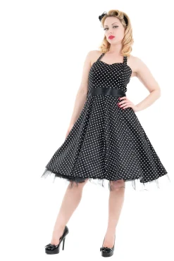 Black & White Small Polka Dot Halter Dress Hot