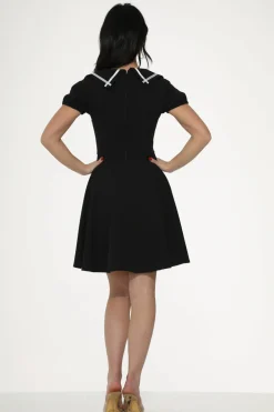 & White Trim Gothic Swing Dress Black Best