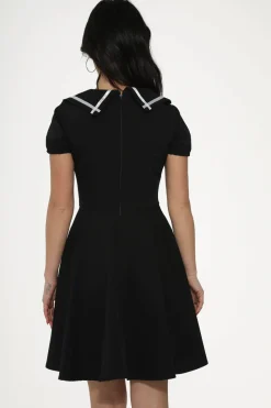 & White Trim Gothic Swing Dress Black Best