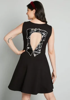 ModCloth Bow Affair Fit And Flare Dress Black Hot