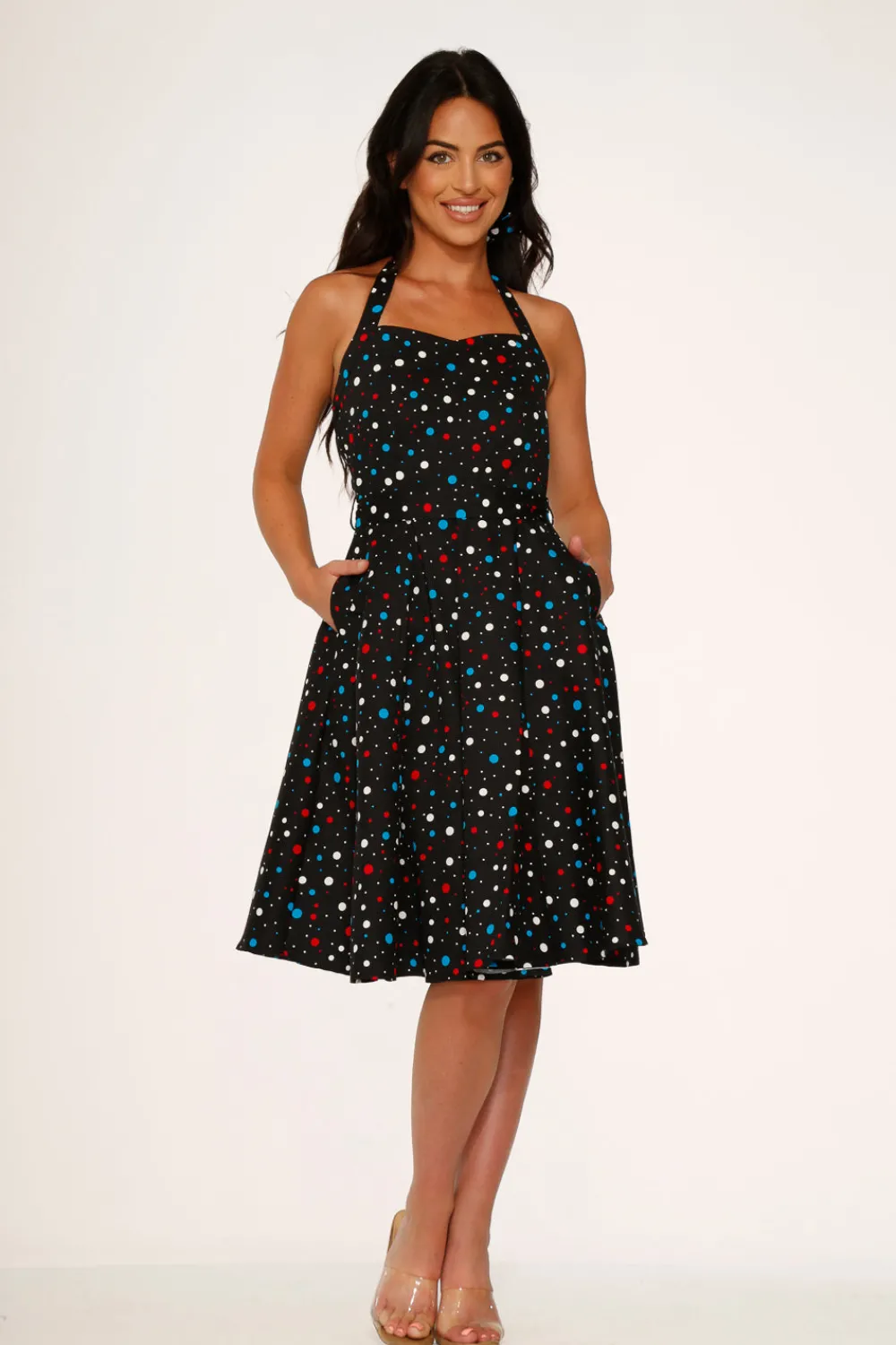 Candy Halter Swing Dress Black Outlet