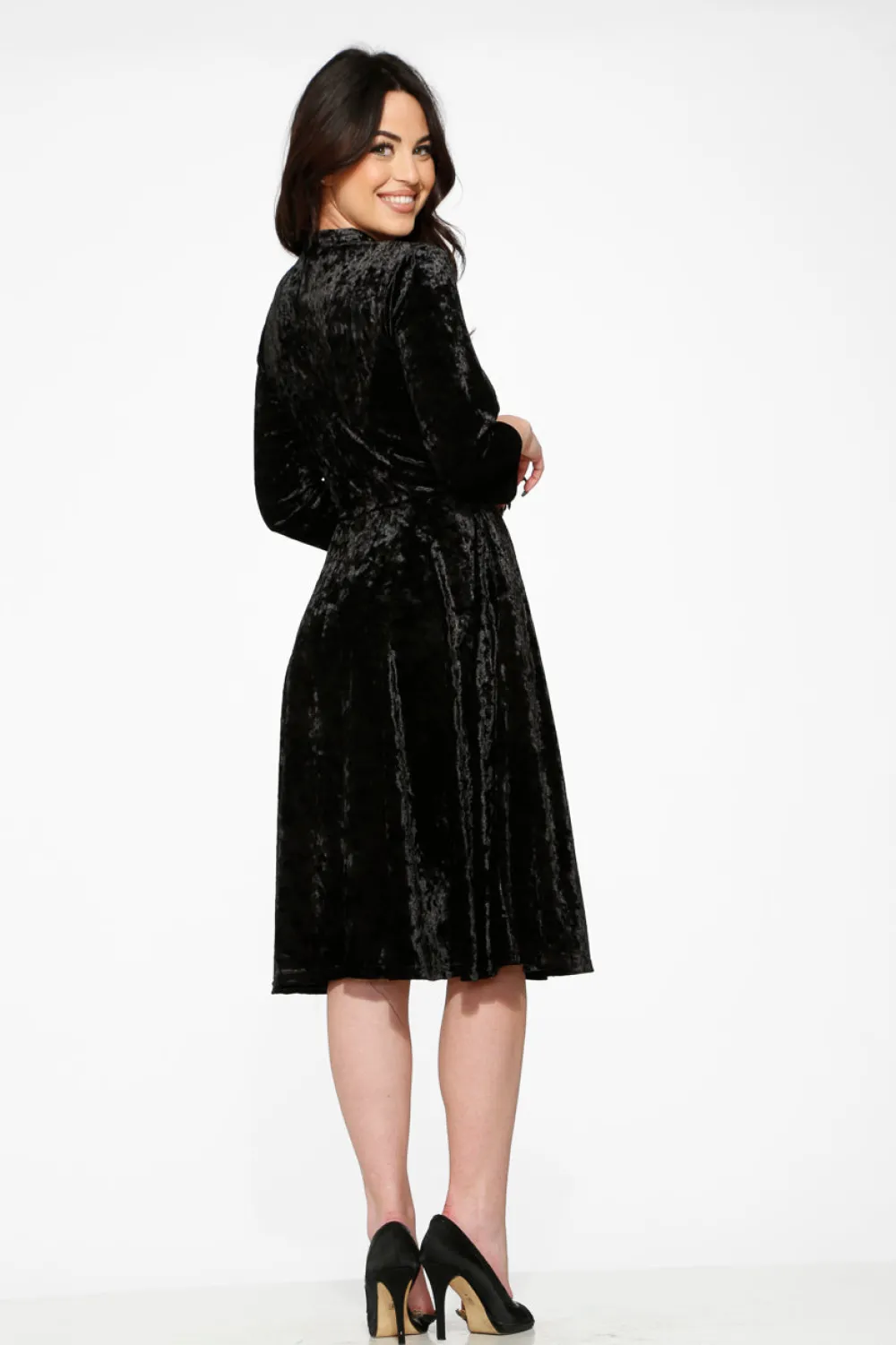 Diamond Velvet Swing Dress Black Outlet