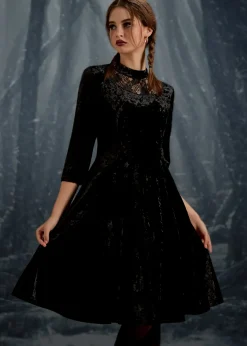 Diamond Velvet Swing Dress Black Outlet