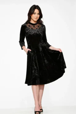 Diamond Velvet Swing Dress Black Outlet